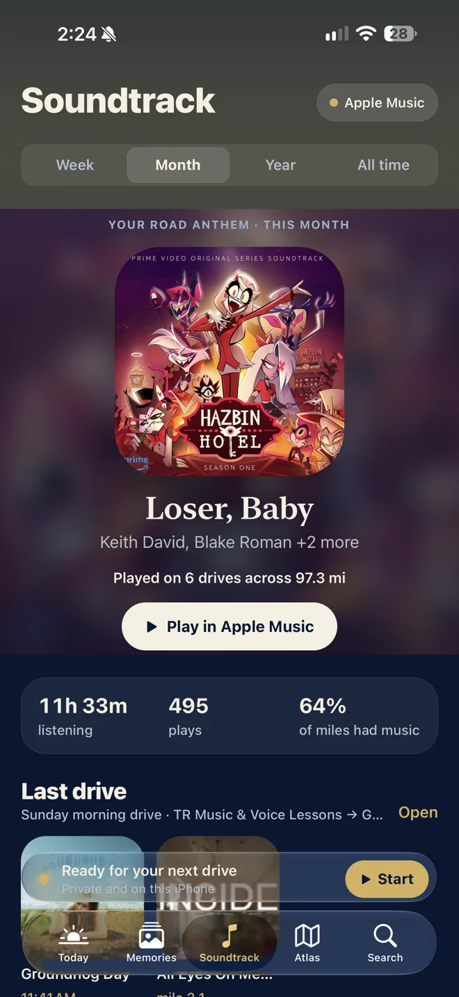 JourneyDeck 4.0 Soundtrack with saved listening history